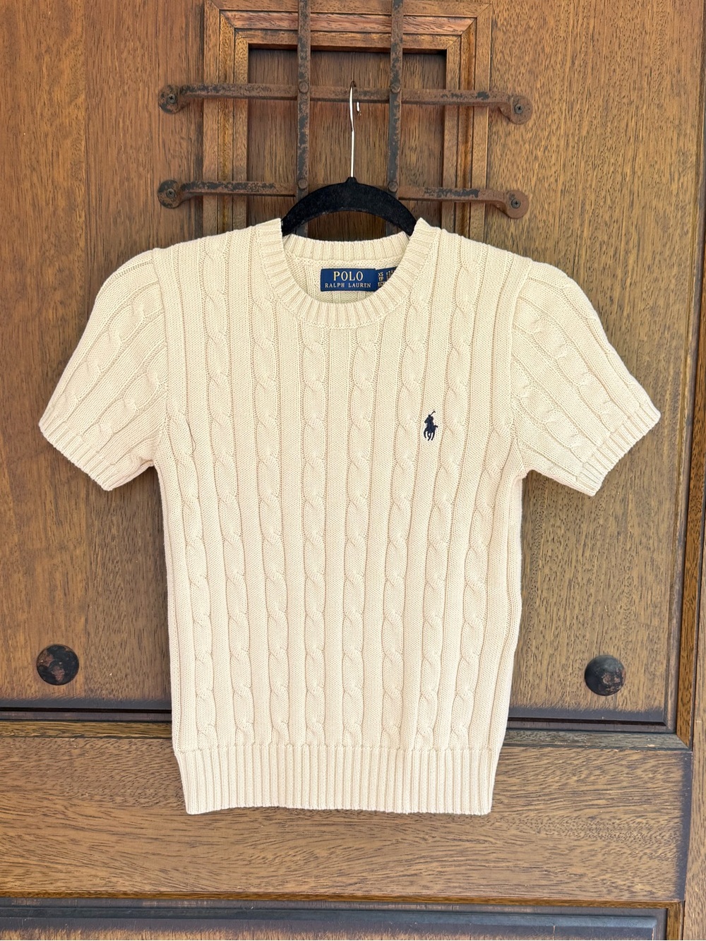 Ralph Lauren Light Beige Cable Knit Crewneck Sweater Size XS